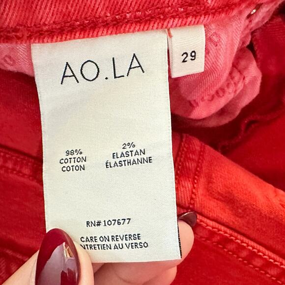 AO.LA Good High Rise Ankle Skinny Jeans Perfect Poppy Red Women 29 - Picture 5 of 9